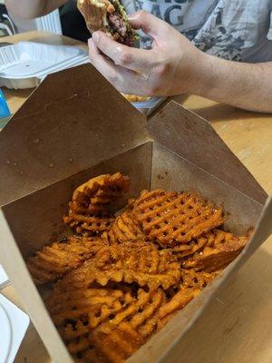 Waffle cut sweet potato fries