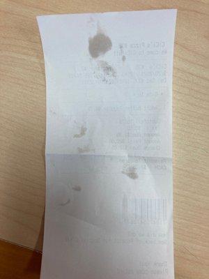 Blank receipt on the back.