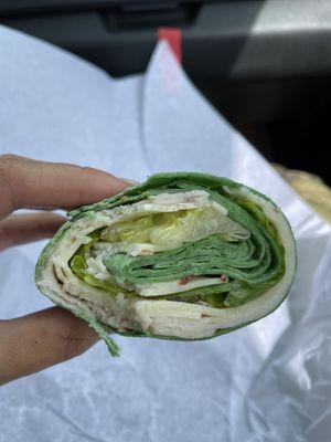 Spinach wrap - turkey, lettuce, provolone, oil