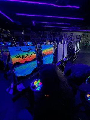 We did a fun black light painting session!