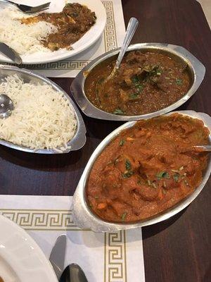 Goat curry and chicken tika masala.