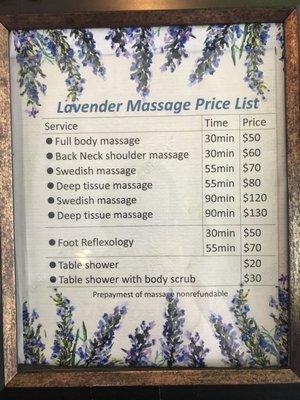 Price list