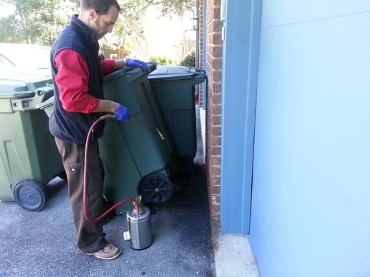 Step 18 Inspect and treat waste areas (dumpster toters) for ants & harboraging insects