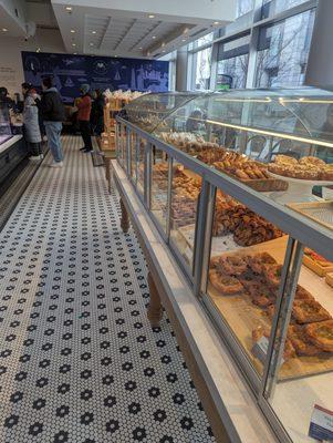 One of the pastry cases full of many different options!