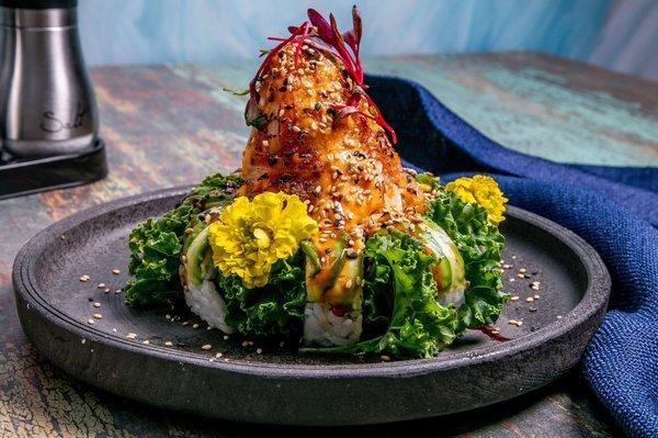 Green dragon volcano roll