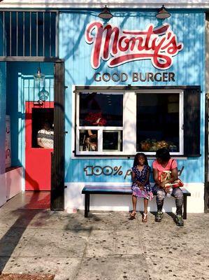 Bench seating outside of Monty's. 516 S. Western Ave between 5th and 6th. Open 'til 11p Sunday through Wednesday, and open to 1a Thur-Sat.