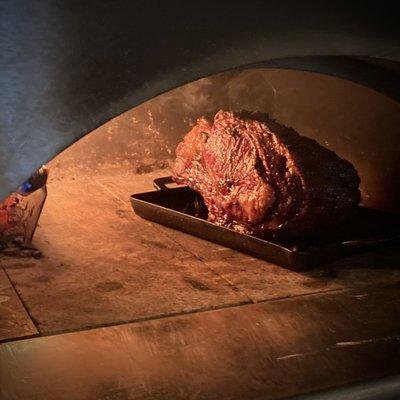 Choice 2 rib roast in 500 degree wood fired oven