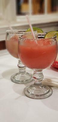 Sangria and strawberry margaritas. Caution: The strawberry margaritas are sweet. And they were filled to the top.