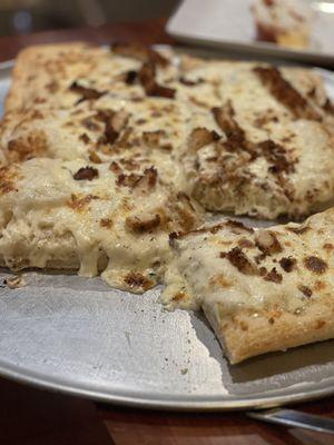 Deep Dish Sicilian Style Alfredo Pizza