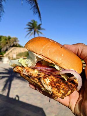 Blackened mahi sandwich