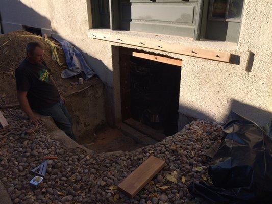 Beginning of window frame construction