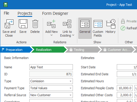 You can customize the project workflow so that it complies with your internal processes.