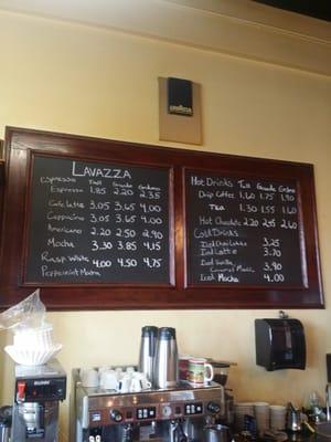 Coffee menu.