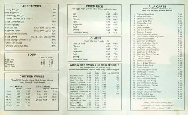 Menu Side 2 of 2