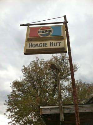 The unmistakable sign welcoming you to Dixon's Hoagie Hut.