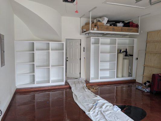 Completed garage storage shelving