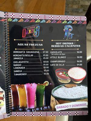 Menu as of October 2024.