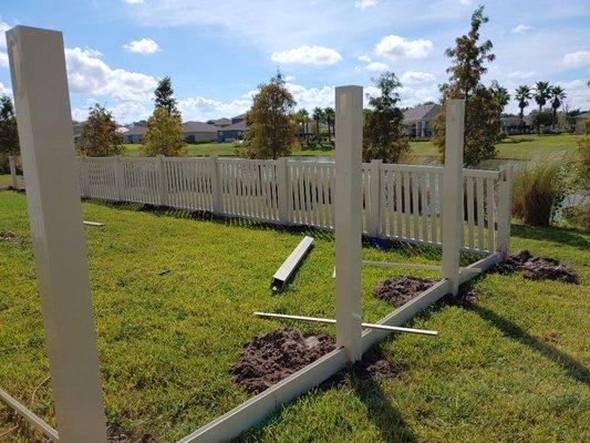 Putting up a fence.