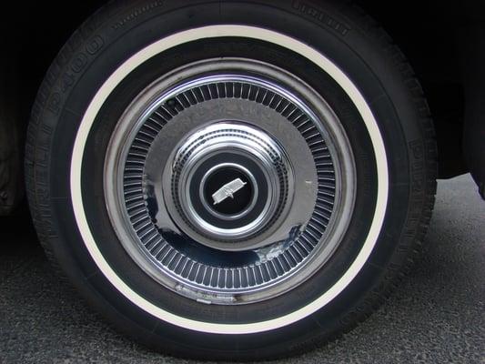 From the late 1940's to current year models - 73 Chevy Caprice hubcap pictured here!