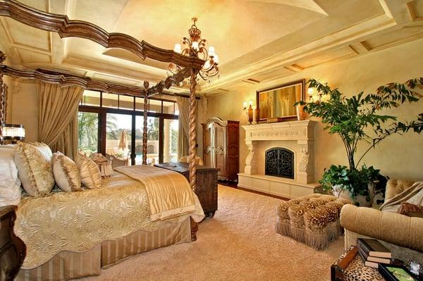 Luxury Master Bedroom Design in Rancho Santa Fe - High End Upholstered Furniture and Custom Lighting - Kern & Co