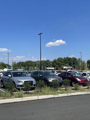 Not one shaded spot in the whole lot... they need solar carports or at least trees to shield from the baking sun.