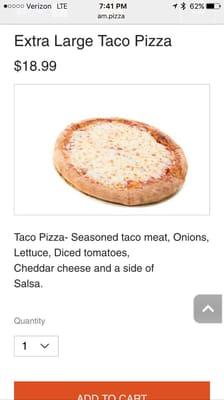 Stock photos of pizza on their website.