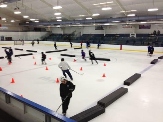 Hockey skills session on West rink