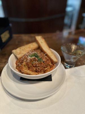 Pappardelle  Bolognese with a dirty martini so goooood