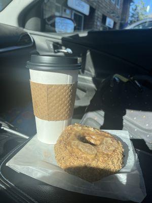 Chai latte and maple donut