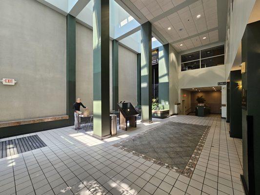 Communal atrium seating area