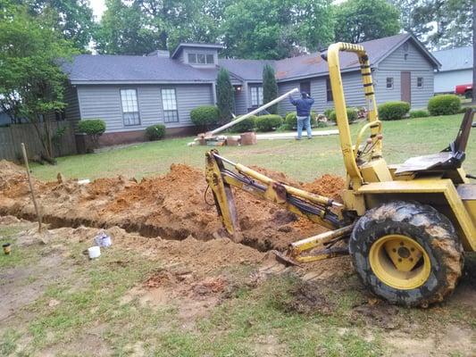 Excavation for New public sewer lines