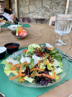 Starter salad with French and blue