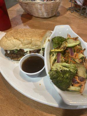 Roast beef poboy with vegetables