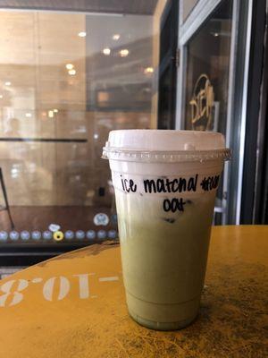 Ice matcha with oat milk