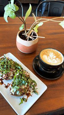 Breakfast toast and sage cardamom latte