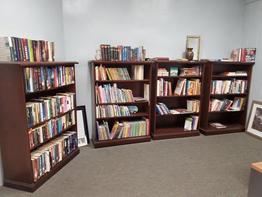 Book area at Interfatih Thrift Store.