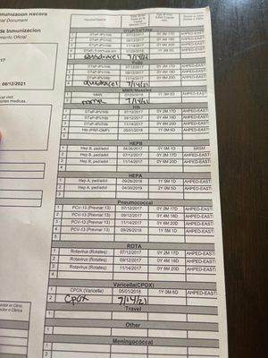 What school is going to accept a hand written photocopied immunization record?  None.