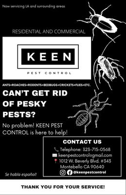 Contact Us for you Pest Control needs!