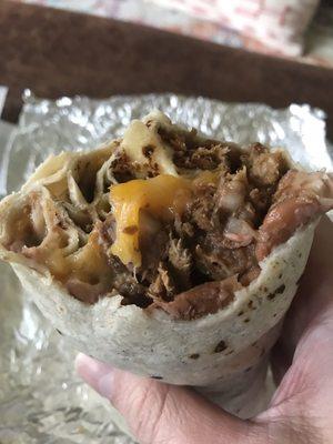 Bean and cheese burrito add carnitas