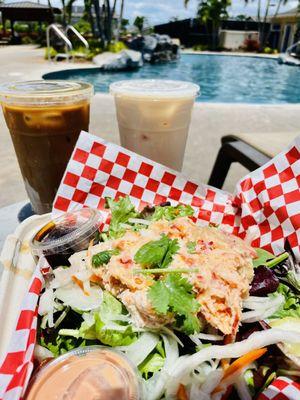 Lobster salad (drinks: thai coffee, cookie butter)