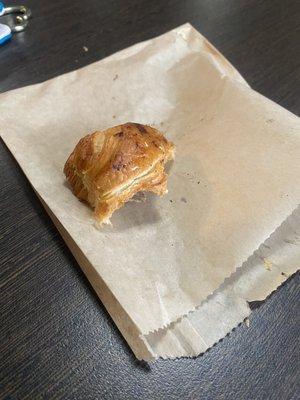 The remains of my bear claw...oops I mean chocolate croissant (shady even in the winter). It was yummy though.