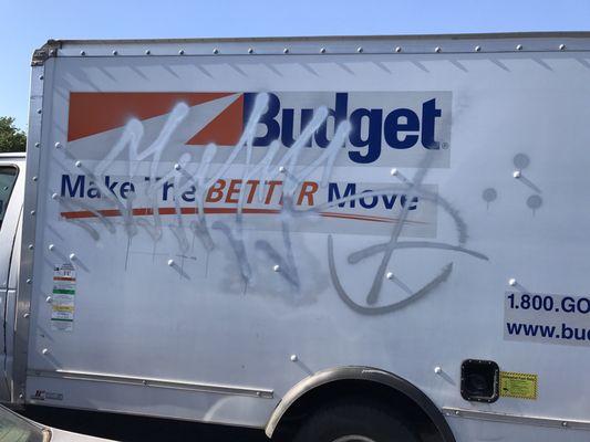 Walking out with an other guy (rude guy ready to go home) to inspect the truck. The truck had graffiti over one side of truck