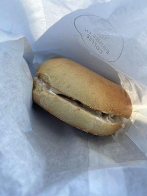 Plain bagel with strawberry cream cheese