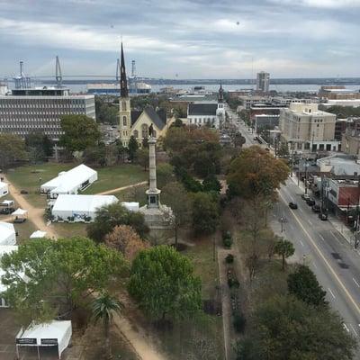 View of the monument and the park from the Francis Marion hotel.