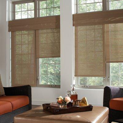 Woven shades can be a beautiful way to bring Nature indoors. Flat roller, roman shade styles, and top down/bottom up options!