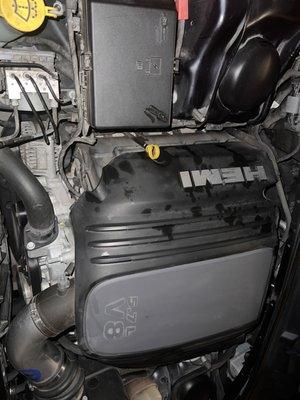 Multiple oil spills throughout engine bay