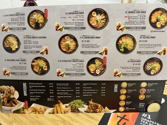 ramen menu