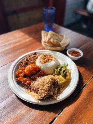 Nasi Campur and martabak at Wajan in Portland.