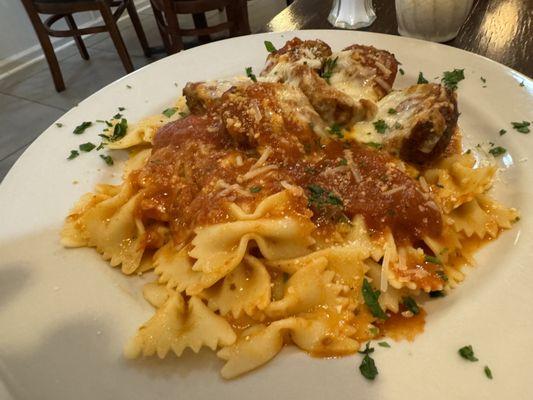 Meatball Parmesan Pasta w/ bow ties