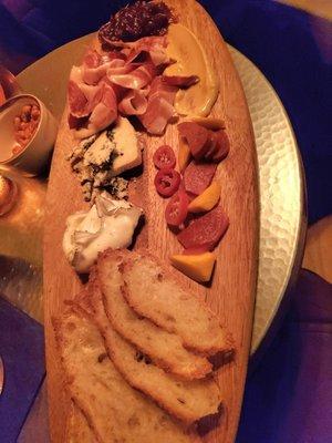 Cheese and ham board with the fixins